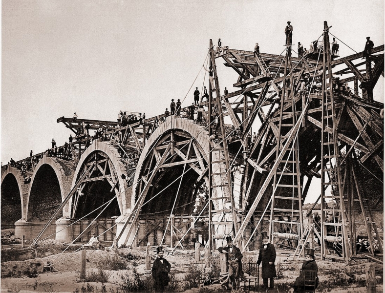 Construcción del Puente de los franceses. Charles Clifford. 1859.