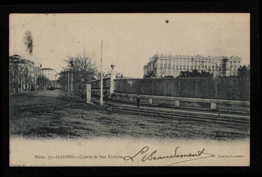 Cuesta de San Vicente y Palacio Real. 1900. Laurent.